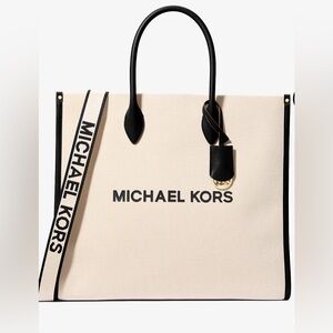 Michael Kors Cream and Black Logo Tote